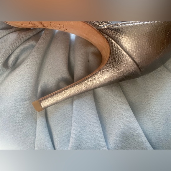 🎀 Joie Metallic Palladium Ankle Strap leather Heels size 47 fits 6.5 & 7 - Picture 7 of 10